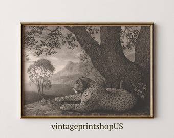 Antique Leopard Landscape Art Print (Digital Download)