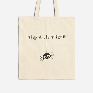 Trick or Treat Spider Tote Bag Eco Friendly Halloween Trick or Treat Tote Bag with Cute Spider Designed Reusable Canvas Candy Bag Gift Ideas