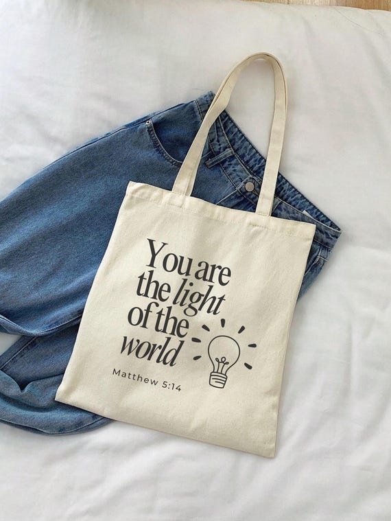 Christian Canvas Tote Reusable Church Bag Faith Inspired Market Shopper Scripture Gift Bible Study Accessory Religious Everyday Carryall