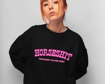 Rosa Horseshit Rundhals-Sweatshirt, übergroßer sarkastischer Humor