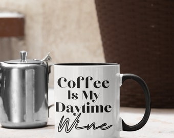 MissDaisy Tazza Da Vino E Caffè – Regalo Per Amanti Del Vino E Della Caffeina – Con Frase Spiritosa