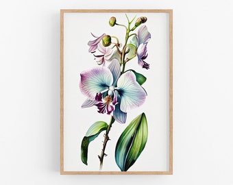 Akwarela z orchideą | Botaniczny wydruk ścienny