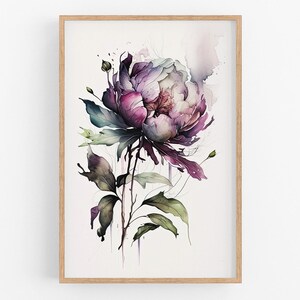 Peony Flower Print Wall Art No.53 | Peony Art Print | Water Flower Canvas Art | Flower Wall Decor | Botanical Art | Watercolor Painting