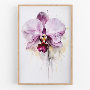 Orchid Print Wall Art No.101 | Daisy Art Print | Water Flower Canvas Art | Home Wall Decor | Vintage Botanical Wall Art Watercolor Painting