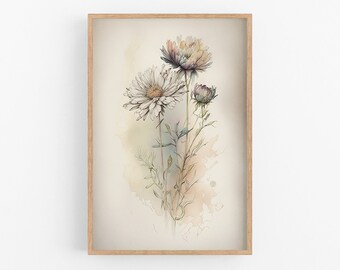 Flower Print | Abstract Wall Art No.11 | Watercolor Wall Art | Above Bed Decor | Kitchen Wall Art | Watercolor Painting | Botanical Artwork