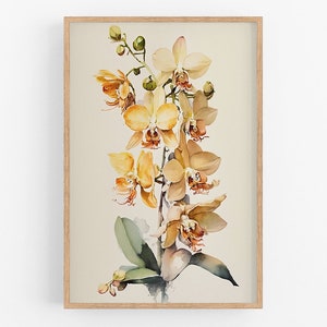 Orchid Print Vintage Wall Art No.20 | Yellow Vintage Botanical Print | Giclee | Botanical Art | Botanical Print | Vintage Flower Prints