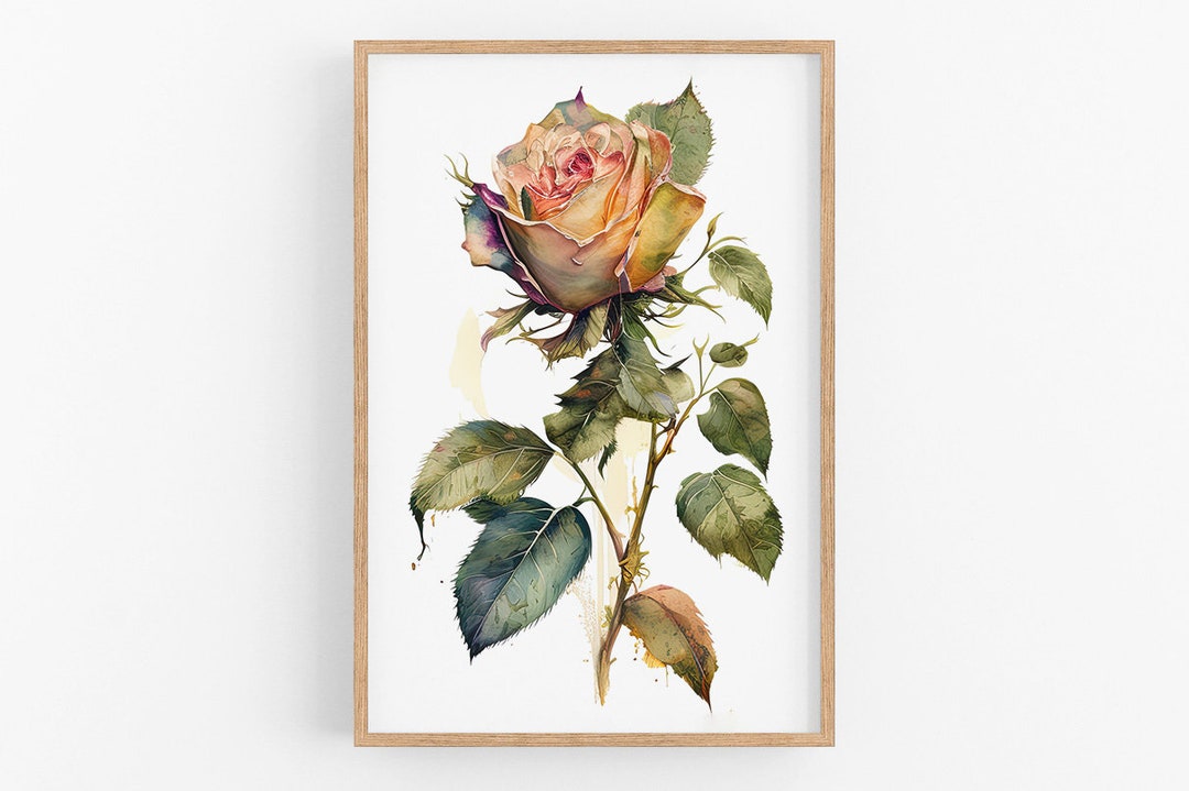 Rose Flower Print Wall Art No.87 | Rose Art Print | Water Flower Canvas ...