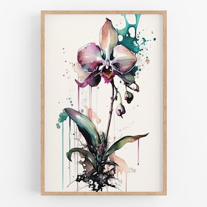 Orchid Print Wall Art No.112 | Art Print | Water Orchid Canvas Art | Flower Home Decor | Vintage Botanic Art | Farmhouse Watercolor Painting