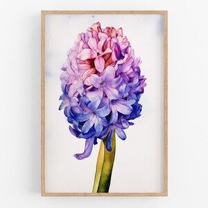 Hyacinth Print Wall Art No. 128 | Art Print | Hyacinth Flower Canvas Art | Flower Art Home Decor | Botanic Art Farmhouse Watercolor Painting