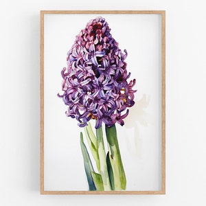 Hyacinth Flower Print Wall Art No.96 | Hyacinth Art Print | Water Flower Canvas Art | Flower Art Home Decor | Farmhouse Watercolor Painting