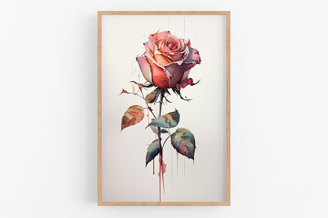 Rose Flower Print Wall Art No.78 | Rose Art Print | Water Flower Canvas ...