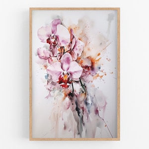Orchid Print Wall Art No.103 | Art Print | Water Orchid Canvas Art | Flower Home Decor | Vintage Botanic Art | Farmhouse Watercolor Painting