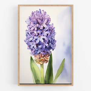 Hyacinth Flower Print Wall Art No.99 | Hyacinth Art Print | Water Flower Canvas Art | Flower Art Home Decor | Farmhouse Watercolor Painting