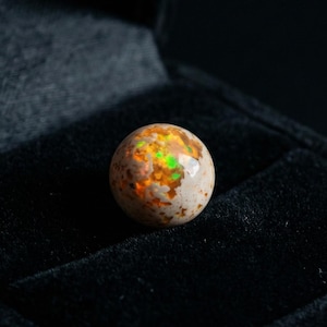 Natural Mexican Fire Opal #187 – 10mm Round Cantera Matrix Opal Cabochon, Landscape Stone for Artisan Jewelry