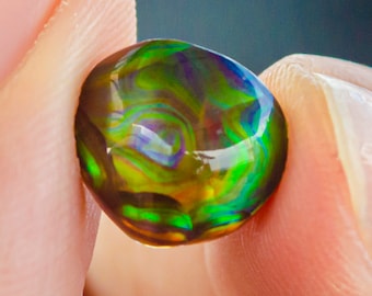 Exotic Green & Purple Fire Agate Cabochon | Metallic Multicolor Protective Fire agate| Unique Freeform Fire Agate for Jewelry and Collectors