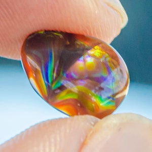 Mexican Fire Agate Purple Flash Cabochon 11x8mm – Natural Loose Gemstone for Jewelry, Wire Wrap, Rare Multicolor Fire Stone