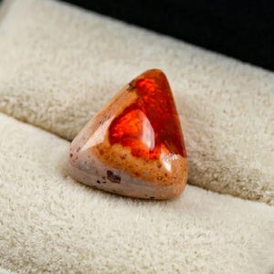 Triangular Mexican Fire Opal Cabochon 15x17mm, Natural Untreated Red Orange Opal for Statement Rings or Pendants