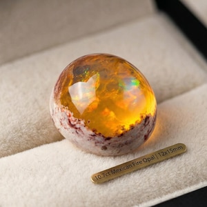 Naturlig mexikansk eldopal 10,7 ct, Galaxy Cantera Opal Cabochon, obehandlad ädelsten för ringar och hängen
