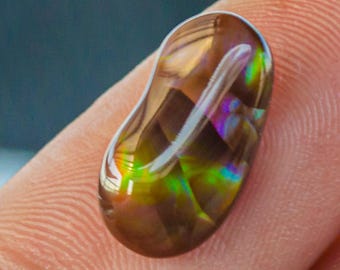 Natural Fire Agate Cabochon | 9x10 mm Mexican Imperial Fire Agate | Loose Gemstone for Jewelry Making & Wire Wrap
