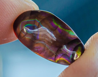 Purple Fire Agate Cabochon, Natural Mexican Fire Agate 4.2ct, Rare Purple Flash Gemstone, Jewelry Stone 16x8mm