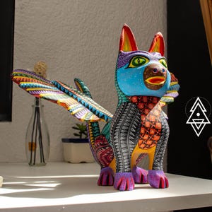 Celestial Sky Guardian — Eagle-Winged Cat Alebrije of Power, Grace & Ancestral Magic