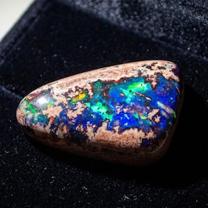 67ct Mexican Fire Opal, Blue Galaxy Matrix Opal, 42x25mm Boulder Opal Cabochon, Collector Gemstone image 1