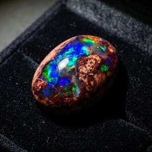 73.7ct Mexican Fire Opal Cabochon, Large Blue Galaxy Matrix Opal, Natural Boulder Opal, Collector Gemstone image 4