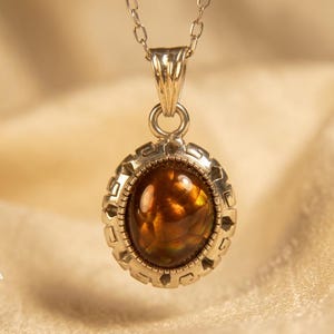 Natural Fire Agate Silver Pendant 22x18mm – Handmade Mexican Sterling Silver Gemstone Necklace