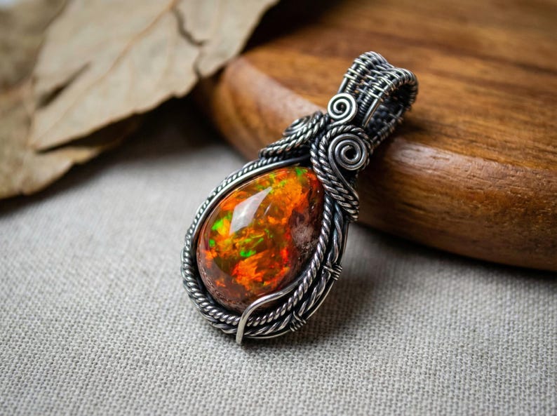 Matrix Fire Opal Cabochon for Statement Jewelry – Natural Mexican Cantera Opal 16ct image 11