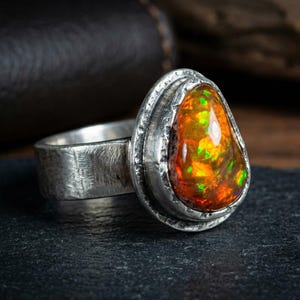Matrix Fire Opal Cabochon for Statement Jewelry – Natural Mexican Cantera Opal 16ct image 7
