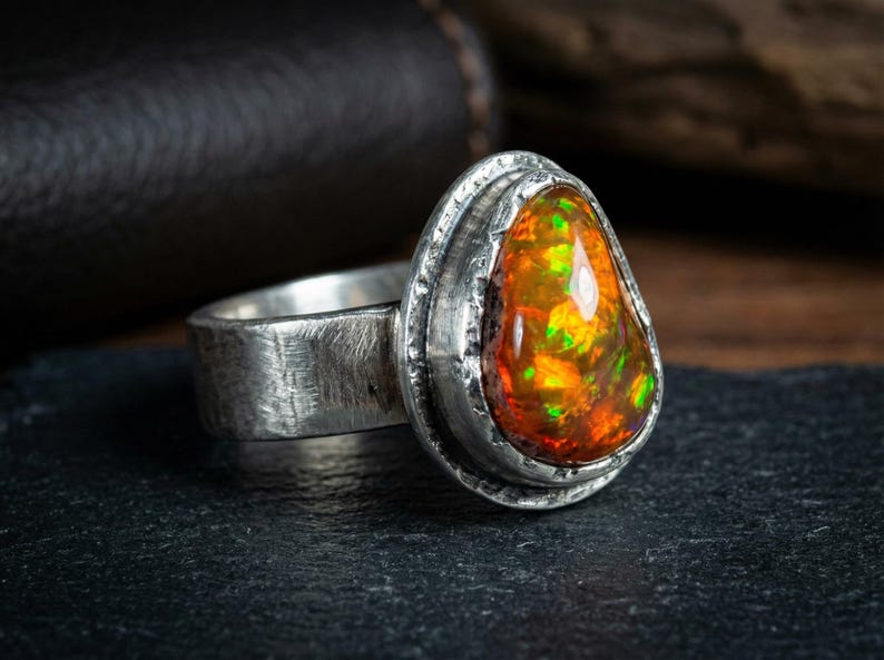 Matrix Fire Opal Cabochon for Statement Jewelry – Natural Mexican Cantera Opal 16ct image 7