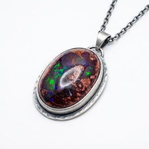 73.7ct Mexican Fire Opal Cabochon, Large Blue Galaxy Matrix Opal, Natural Boulder Opal, Collector Gemstone image 17