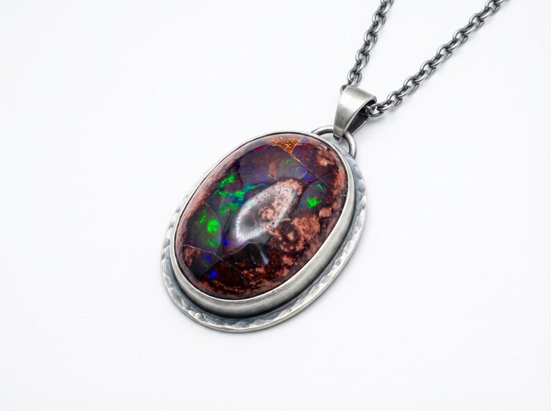 73.7ct Mexican Fire Opal Cabochon, Large Blue Galaxy Matrix Opal, Natural Boulder Opal, Collector Gemstone image 17