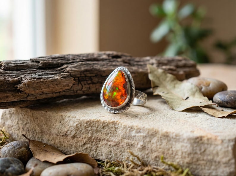 Matrix Fire Opal Cabochon for Statement Jewelry – Natural Mexican Cantera Opal 16ct image 5