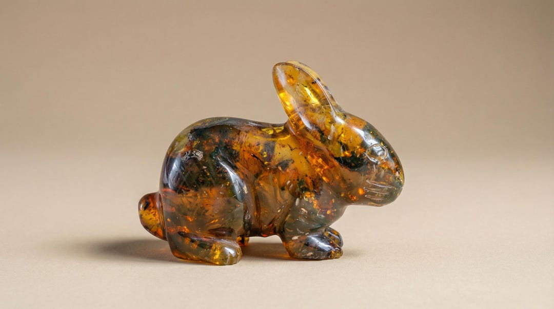 Hand Carved Amber Rabbit Figurine, Natural Mexican Amber With ...