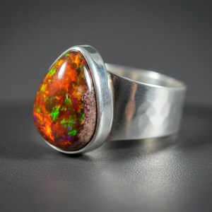 Matrix Fire Opal Cabochon for Statement Jewelry – Natural Mexican Cantera Opal 16ct image 3