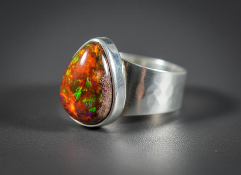 Matrix Fire Opal Cabochon for Statement Jewelry – Natural Mexican Cantera Opal 16ct image 3