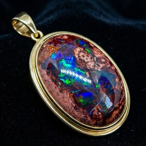 73.7ct Mexican Fire Opal Cabochon, Large Blue Galaxy Matrix Opal, Natural Boulder Opal, Collector Gemstone image 11