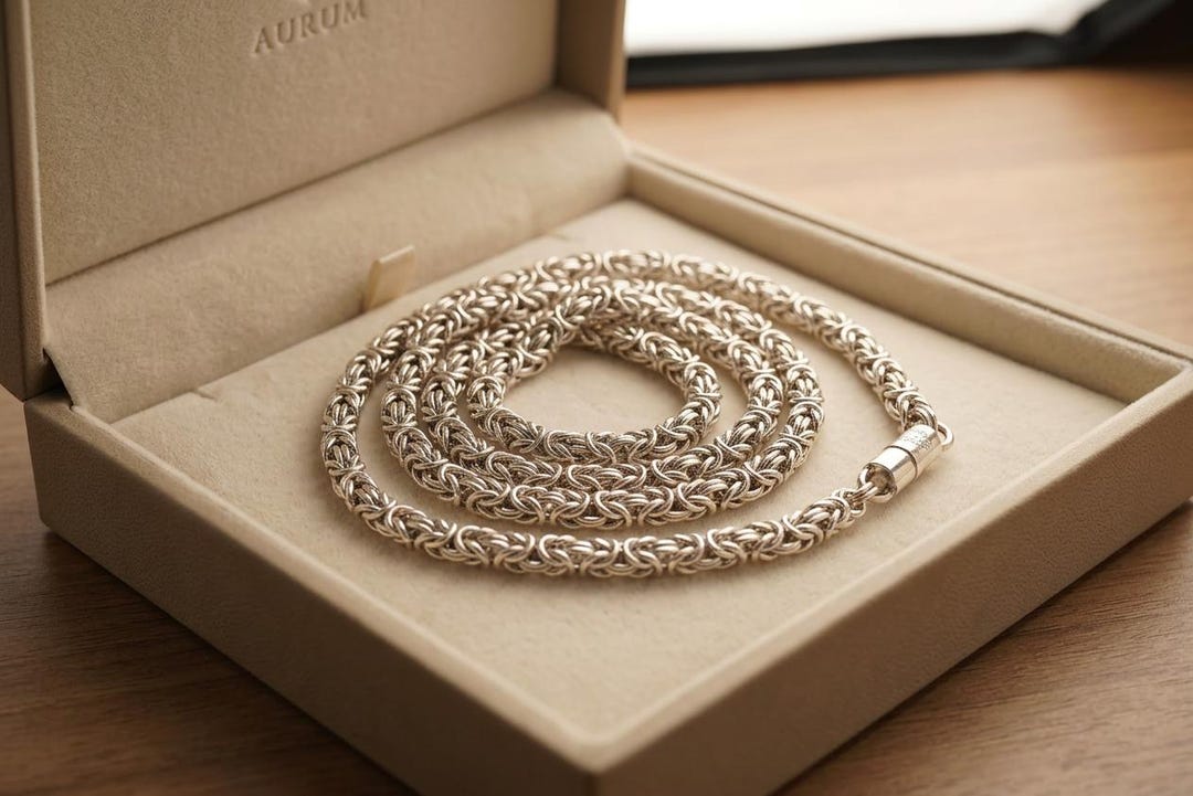 Heavy Silver Chain Mens 107g Thick Byzantine Chain 65cm Solid 925 ...