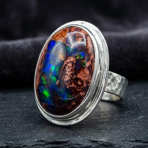 73.7ct Mexican Fire Opal Cabochon, Large Blue Galaxy Matrix Opal, Natural Boulder Opal, Collector Gemstone image 16