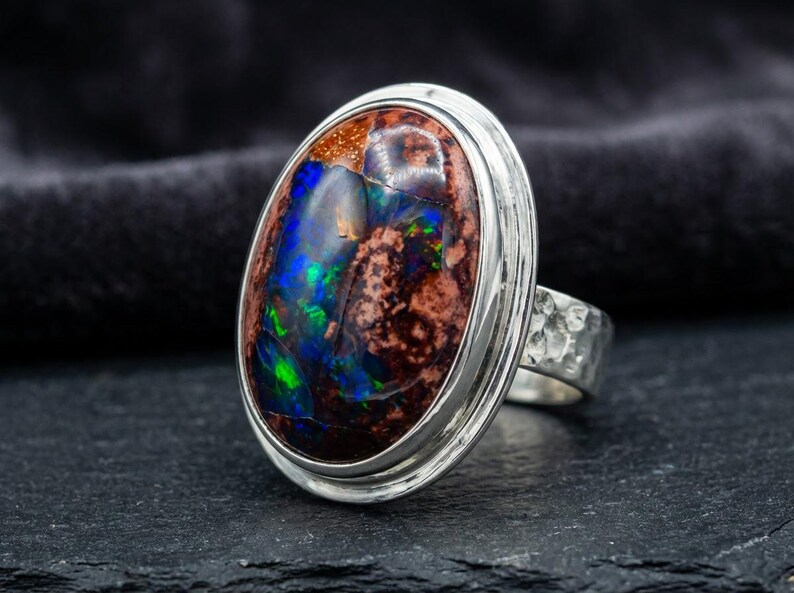 73.7ct Mexican Fire Opal Cabochon, Large Blue Galaxy Matrix Opal, Natural Boulder Opal, Collector Gemstone image 16