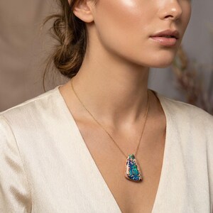 67ct Mexican Fire Opal, Blue Galaxy Matrix Opal, 42x25mm Boulder Opal Cabochon, Collector Gemstone image 17