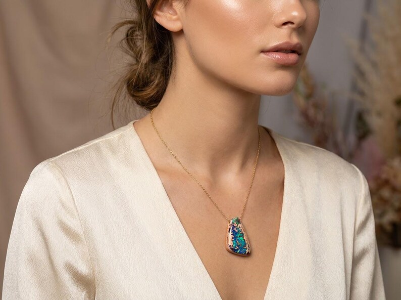 67ct Mexican Fire Opal, Blue Galaxy Matrix Opal, 42x25mm Boulder Opal Cabochon, Collector Gemstone image 17