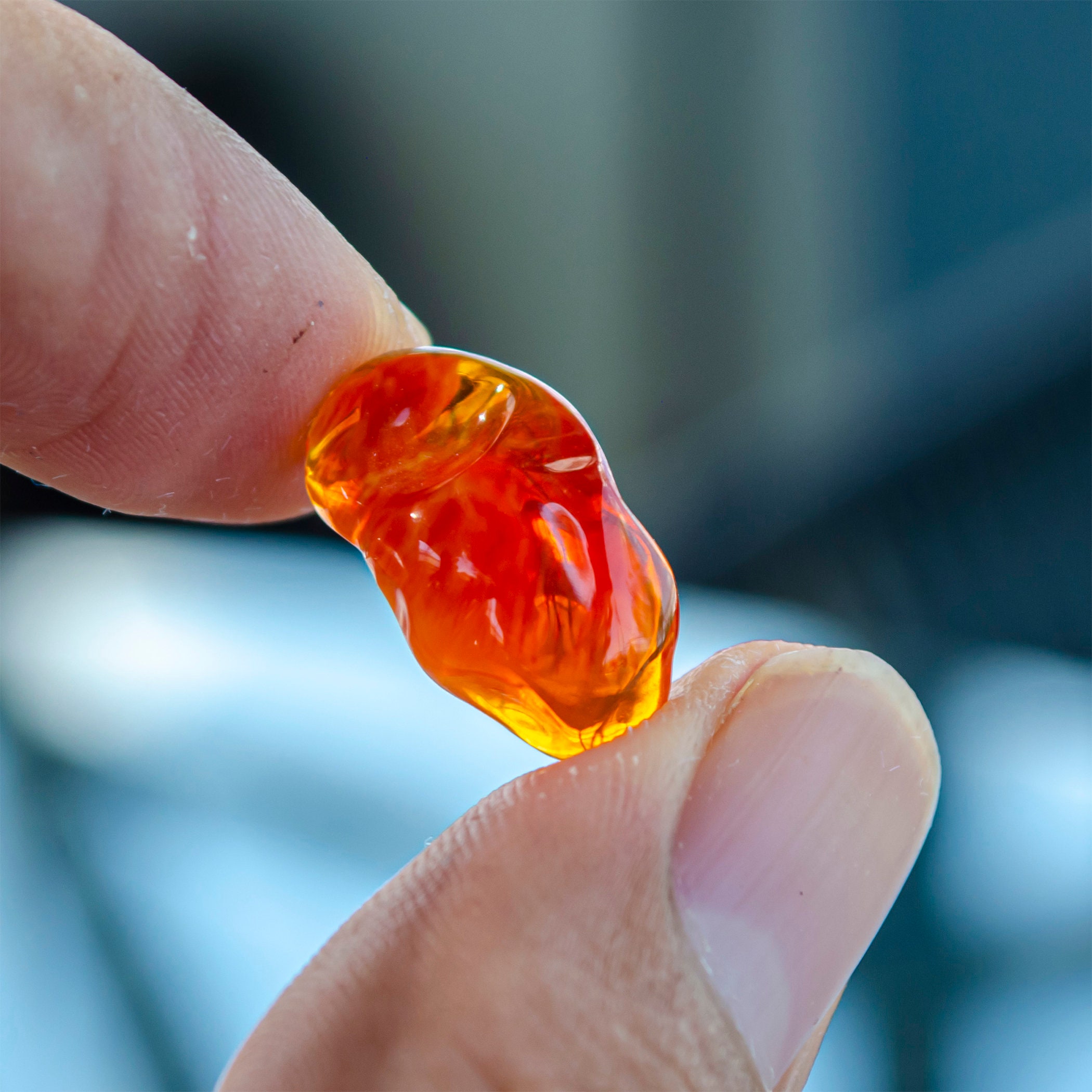 Mexican Fire Opal Cabochon – Rare 6.1ct Red-Orange Jelly Opal | Free-Form Gemstone for Jewelry & Pendants
