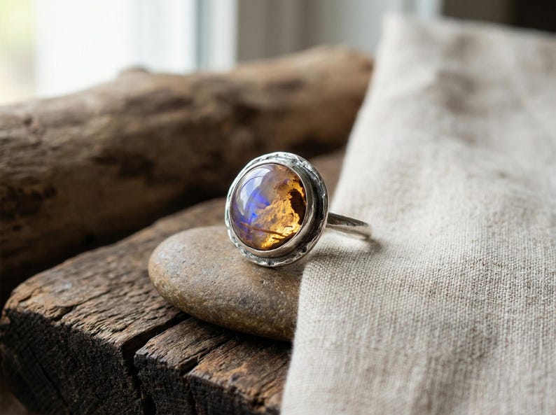Mexican Boulder Opal Cabochon, Natural Matrix Opal Gemstone, Landscape Opal, Jewelry Making Stone, 7.8ct image 6