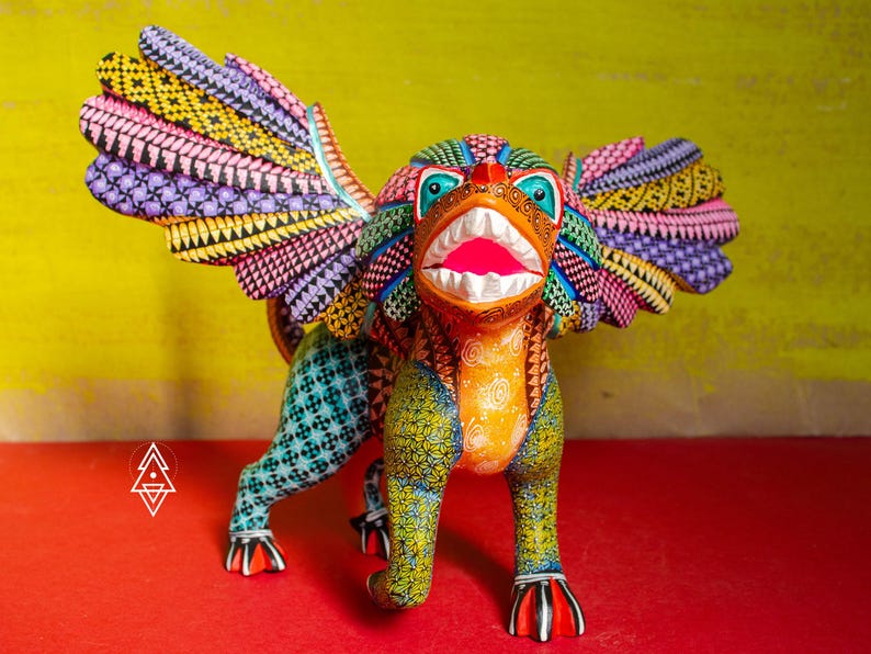 Winged Jaguar Alebrije, Hand Carved Oaxacan Wood Carving, Mexican Folk Art Sculpture, Oaxaca Alebrije, Jaguar Figurine image 4