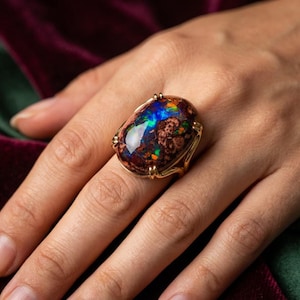 73.7ct Mexican Fire Opal Cabochon, Large Blue Galaxy Matrix Opal, Natural Boulder Opal, Collector Gemstone image 18