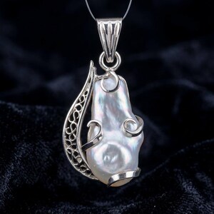 Large Baroque Pearl Pendant Sterling Silver, Natural Freshwater Pearl Necklace Pendant, Statement Pearl Jewelry, Unique Artisan Gift