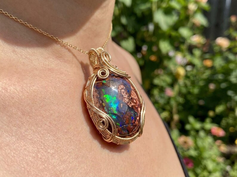 73.7ct Mexican Fire Opal Cabochon, Large Blue Galaxy Matrix Opal, Natural Boulder Opal, Collector Gemstone image 19