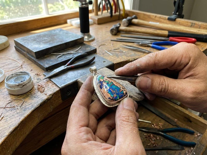 67ct Mexican Fire Opal, Blue Galaxy Matrix Opal, 42x25mm Boulder Opal Cabochon, Collector Gemstone image 7